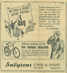 Den allra första annonsen ur Norrlandsposten, oktober 1951.